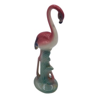 Mid 20th Century Standing Tall Pink Flamingo Ceramic Tabletop Sculpture Brad Keeler For Sale