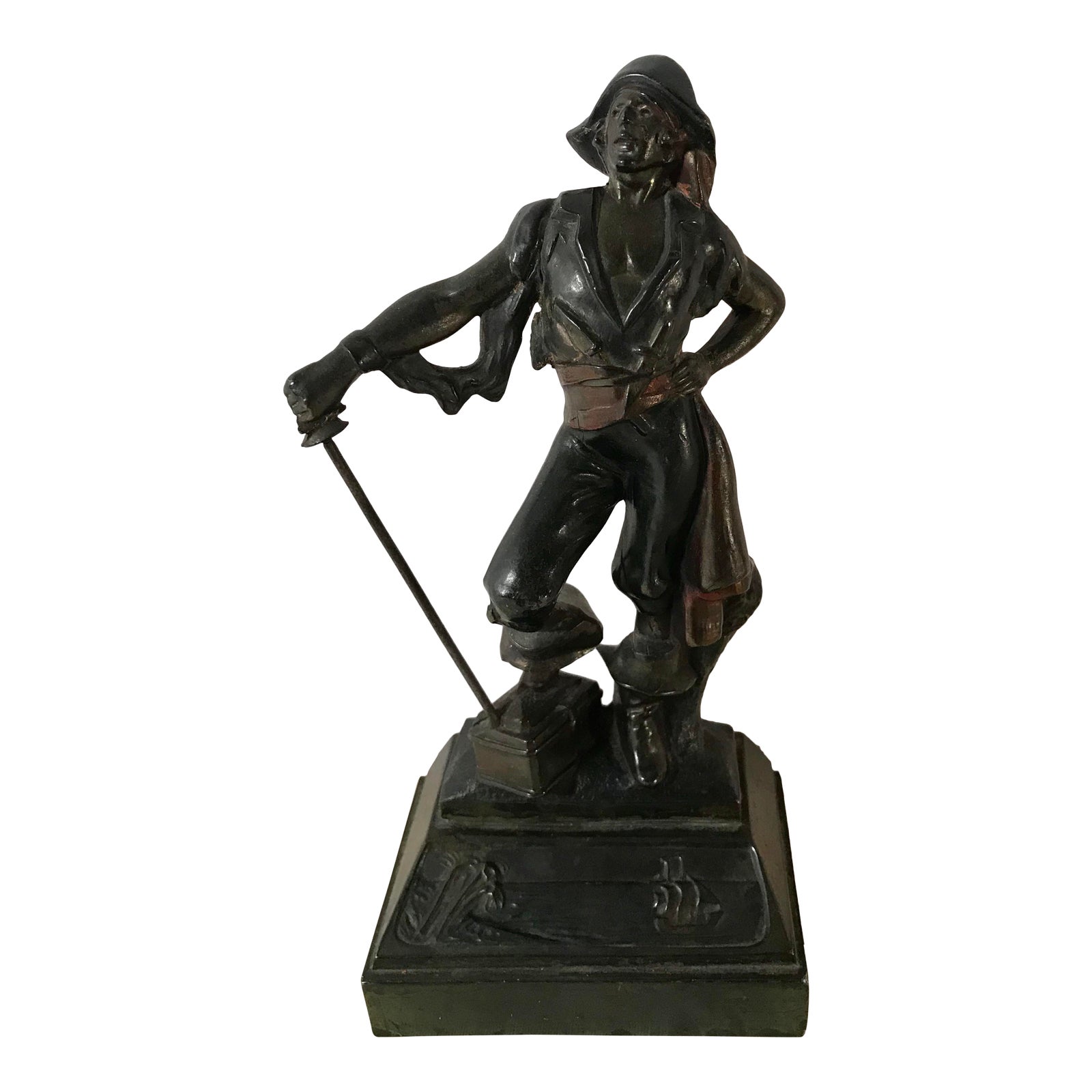Paul Herzel Vintage Bronze Pirate Statue Chairish