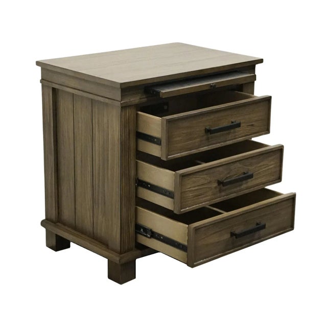 A-America Glacier Point Collection Solid New Zealand Pine 27" Three Drawer Nightstand - Greystone Finish For Sale In Kansas City - Image 6 of 12