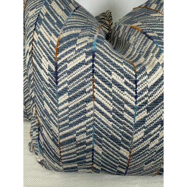 Transitional Osborne & Little "Elgin" in Blue 22" Pillows-a Pair For Sale - Image 3 of 3