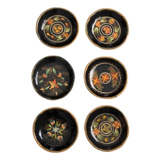 Vintage Scandinavian Rosemaling Decorative Plates Set 6 For Sale
