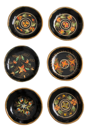 Vintage Scandinavian Rosemaling Decorative Plates Set 6