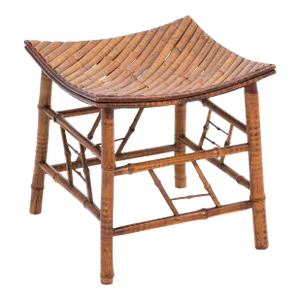French Egyptian Revival Bamboo Faux Painted Thebes Stool 1930s