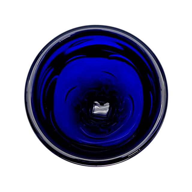 Orrefors Orrefors Cobalt Blue Art Glass Bowl by Lars Hellsten Signed Lh 5149-13 7.25" For Sale - Image 4 of 14