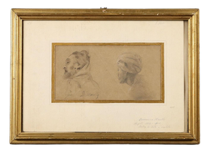 Domenico Morelli, Profiles, Pencil on Paper