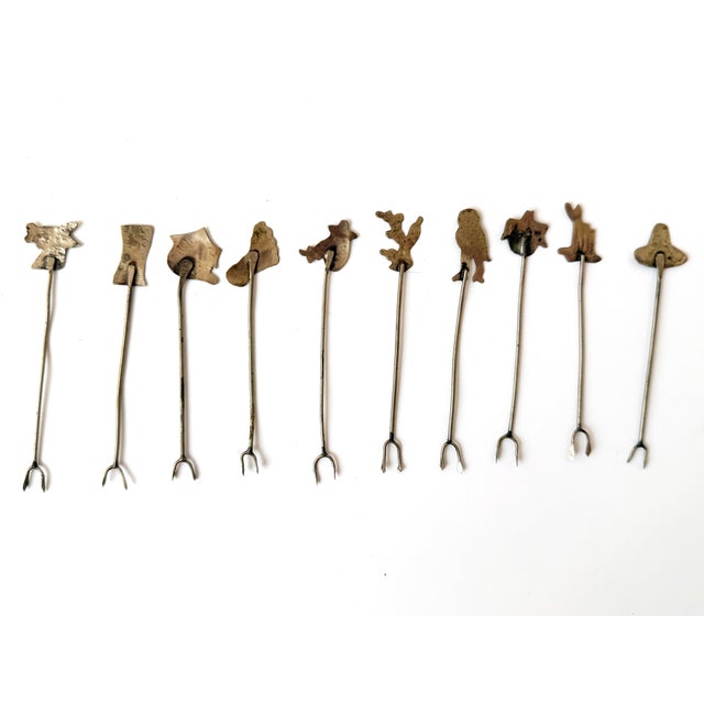 Vintage Handmade Mexican Silver Hors D’Oeuvre Picks – Set of 10 For Sale - Image 4 of 4