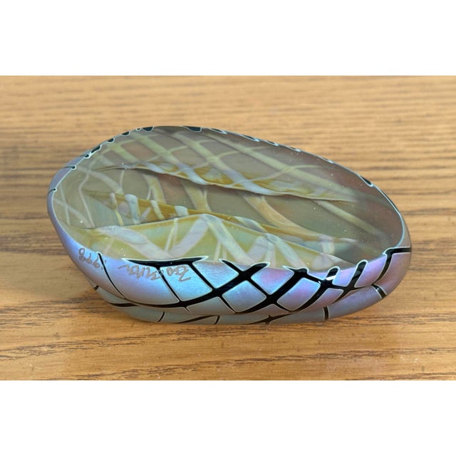 Vintage Craig Zweifel Signed Iridescent Glass Sculpture / Paperweight For Sale In Providence - Image 6 of 6