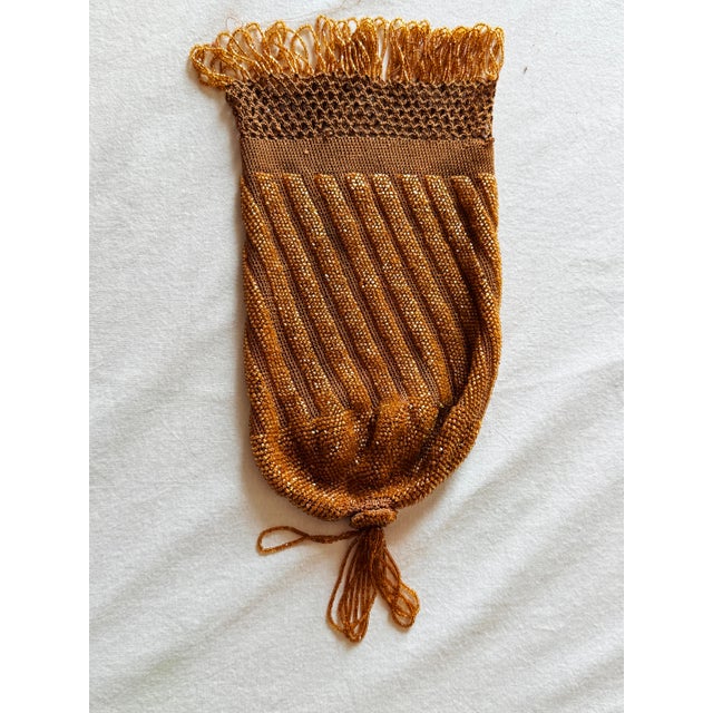 Amber Vintage 1920s Art Deco Amber Beaded Reticule Purse For Sale - Image 8 of 9