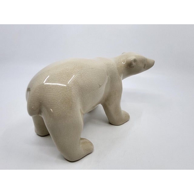 Art Deco Polar Bear Model in Crackled Ceramic by L&V Ceram, 1920s For Sale - Image 9 of 12