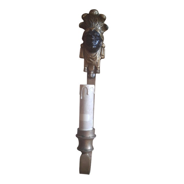 C1860 French Maison Bagues Gilt & Patinated Bronze Male Figural Wall Sconce For Sale