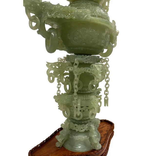 Mid-20th Century Chinese Huge 3 Tiers Carved Jade Dragon Tower For Sale - Image 10 of 13