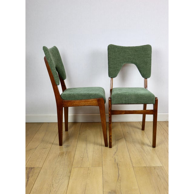 Set of 2 Hałas Vintage chairs in green-olive vintage colour. A pair of fully restored, original chairs designed by Rajmund...