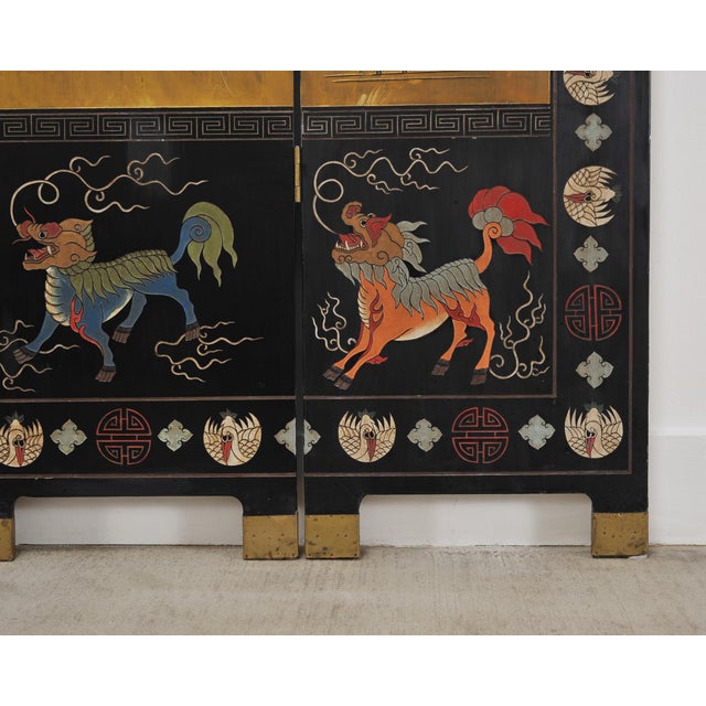 Chinese Export Lacquered Gilt Coromandel Screen Cranes and Ducks For Sale - Image 10 of 18