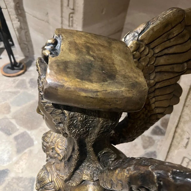 Greek Sphinx Sculpture Female Bronze Forged Steel For Sale - Image 12 of 13