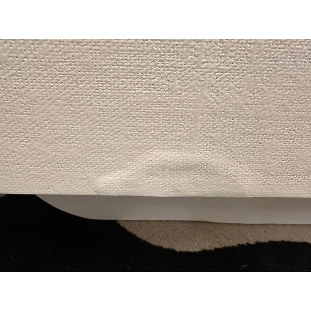 Vintage White Painted Lacquered Linen Wrapped Coffee Table For Sale - Image 9 of 12