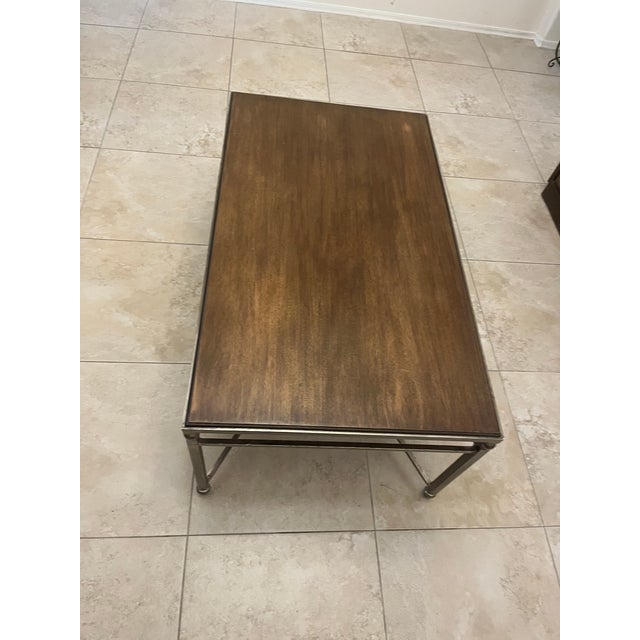 Wood Late 20th Century Milling Road for Baker Furniture Industrial Style Coffee Table For Sale - Image 7 of 12
