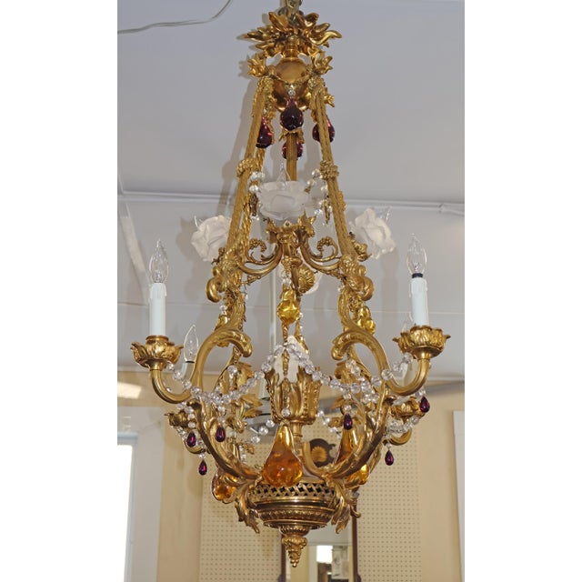1910 French Belle Epoque Style Gilt Bronze Crystal Chandelier For Sale - Image 4 of 18