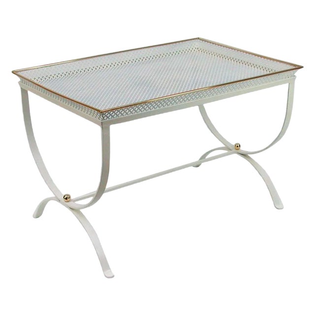 Mid-Century French White Side Table, 1950s For Sale