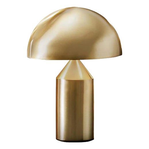 Small Metal Satin Gold Atollo Table Lamp by Vico Magistretti for Oluce For Sale