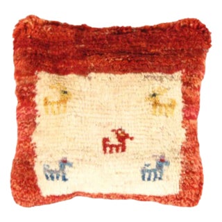 Pasargad DC Fine Hand Knotted Persian Gabbeh Pillow For Sale