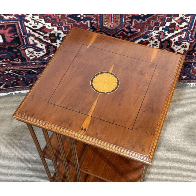 1970s English Revolving Bookcase in Yew Wood, 1970s For Sale - Image 5 of 13