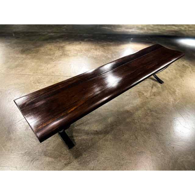 Mid-Century Modern Brazilian Modern Bench by Liceu De Artes E Ofícios, Rosewood & Iron, 1960s For Sale - Image 3 of 14