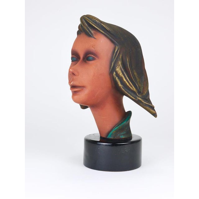 Large Mid-Century Female Bust Head of Young Woman in Terracotta, Austria, 1950s For Sale - Image 9 of 18