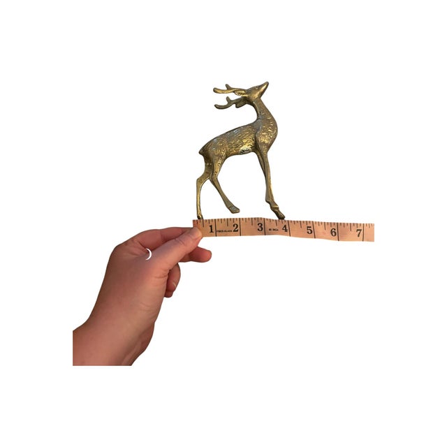 1970s Vintage 1970s Brass Buck Antlered Deer Figurine 7" For Sale - Image 5 of 6