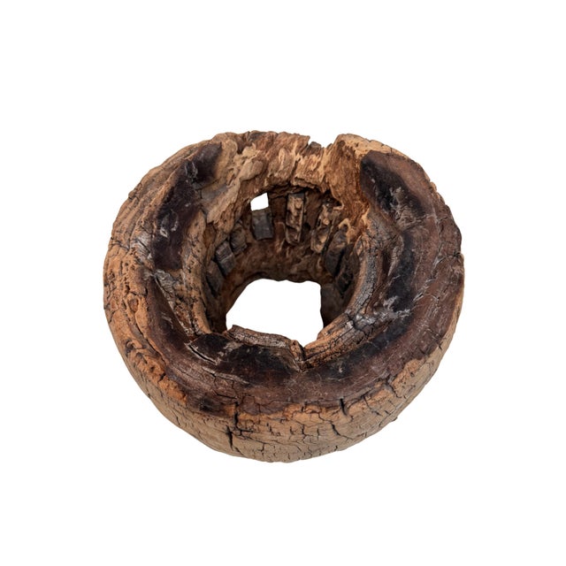 Early 20th Century Primitive Elmwood Cart Wheel For Sale - Image 5 of 5