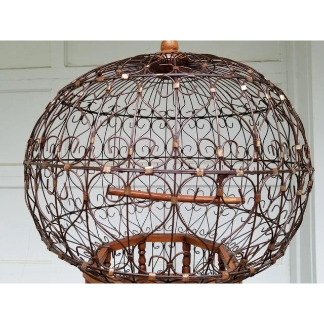 Early 20th Century Victorian Style Wood and Iron "Balloon" Birdcage For Sale In New York - Image 6 of 6