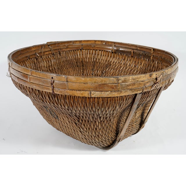 Mid 20th Century Large Vintage Chinese Handwoven Water Basket For Sale - Image 5 of 11