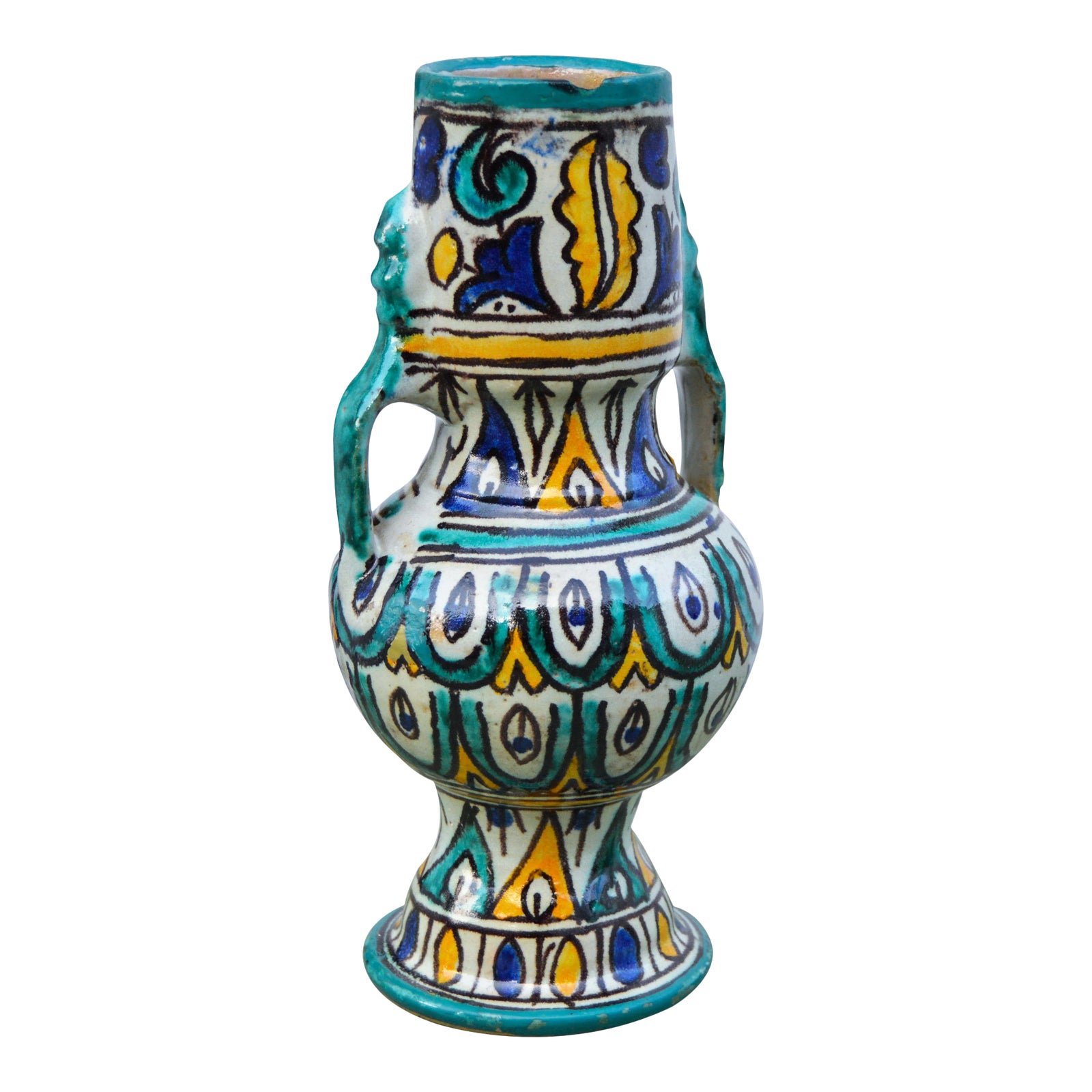 Moroccan Ceramic Vase W/ Handles | Chairish