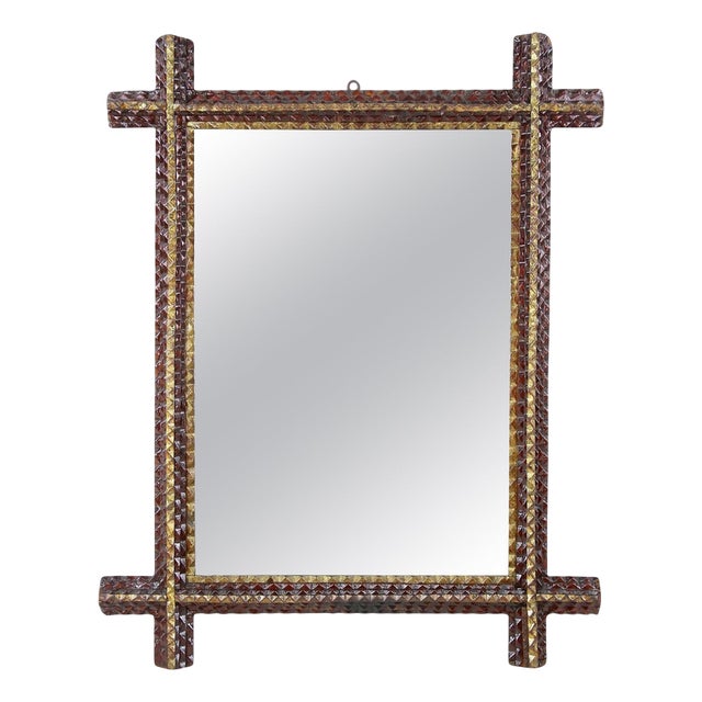 Late 19th Century Art Wall Rustic Tramp Mirror, Austria, 1880 For Sale