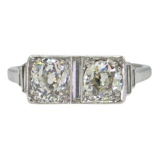 Early 20th Century Art Deco Vintage Platinum Diamond Ring For Sale
