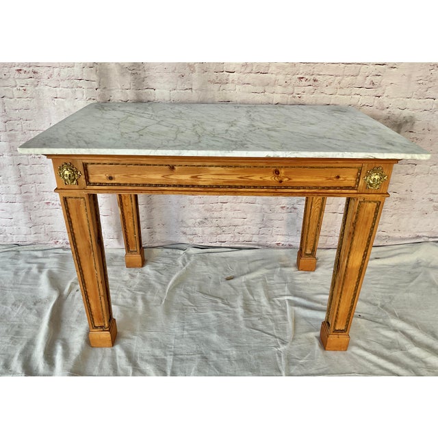 Swedish Marble Top Pine Console Table With Bronze Mounts For Sale - Image 17 of 17