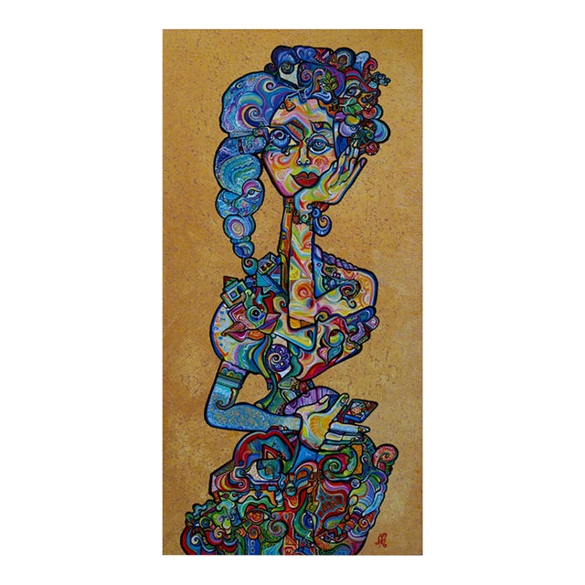 Alexander Arshansky Cubist Painting "Still Looking" For Sale