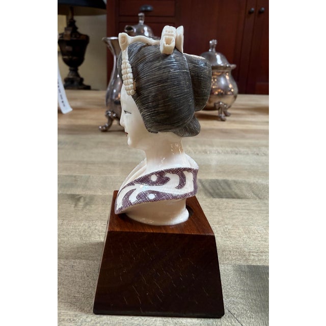 Japanese Bijin-Geisha Bust on Pedestal, Signed For Sale In San Francisco - Image 6 of 12