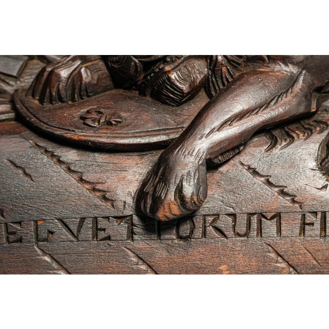 19th Century Large 19th Century Antique Lion of Lucerne Grand Tour Wood Sculpture Statue Hand Carved Swiss European Art Switzerland Home Decor For Sale - Image 5 of 17