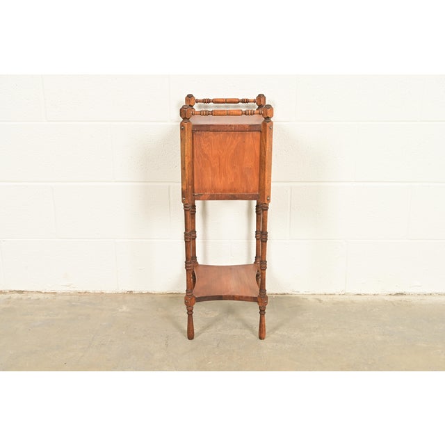 Stickley Brothers Style Antique Arts & Crafts Carved Walnut Smoker's Stand, Circa 1900 For Sale - Image 10 of 12