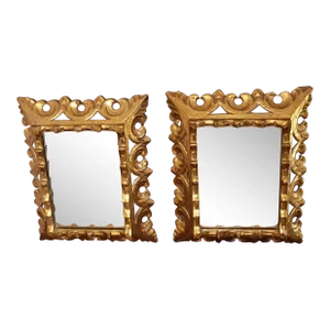 Pair of Italian Style Giltwood Frame Mirrored Insets Mirrorr, Circa 1940s