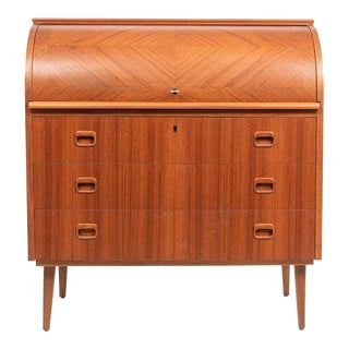 1960s Mid Century Swedish Rolltop Secretary Desk by Egon Ostergaard For Sale