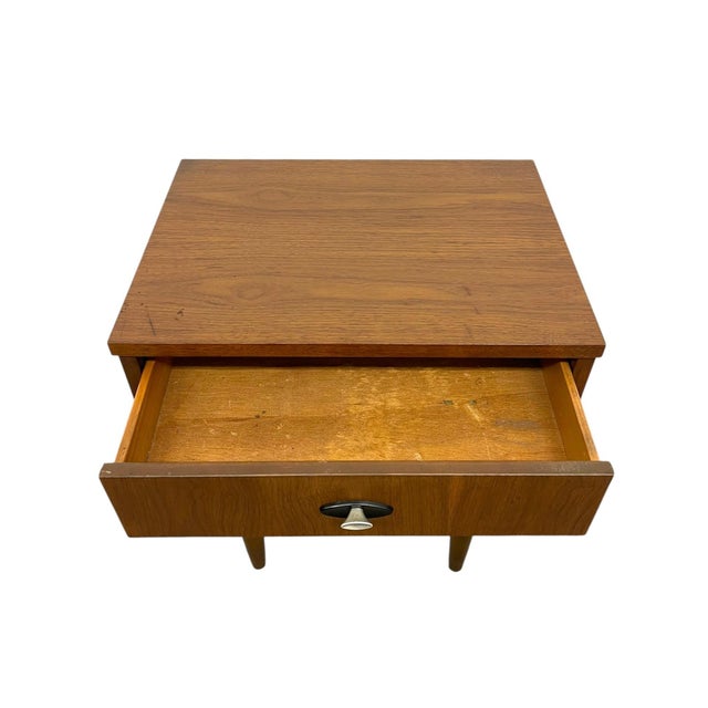 Vintage Mid Century Modern One Drawer Nightstand With Open Shelf and Tapered Legs For Sale In Seattle - Image 6 of 9