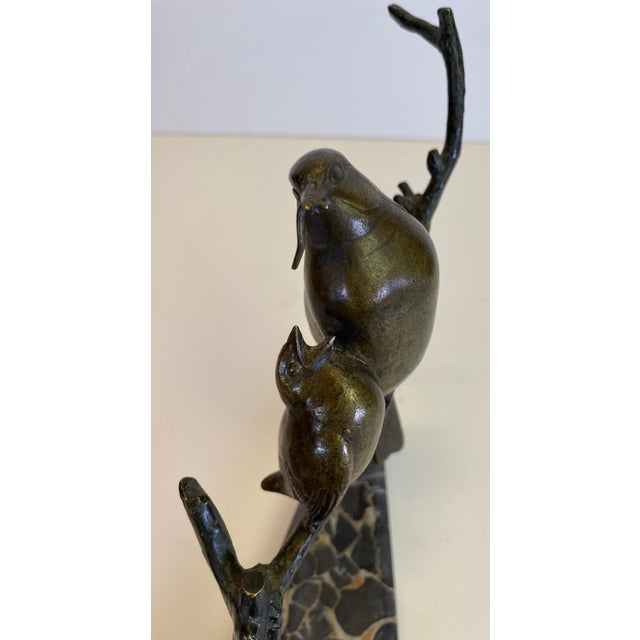 Art Deco André Vincent Becquerel Art Deco Bronze Bird Sculpture on Portoro Marble Base For Sale - Image 3 of 7