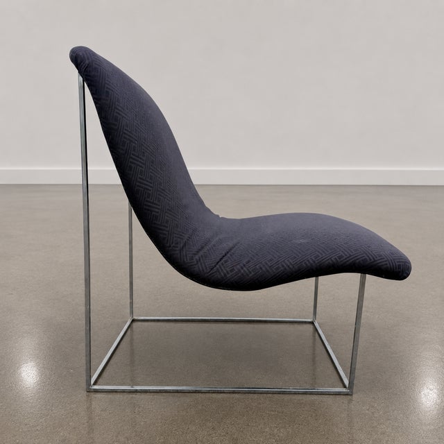1970s Milo Baughman Style Mid-Century Modern Chrome Scoop Lounge Chair For Sale - Image 10 of 11