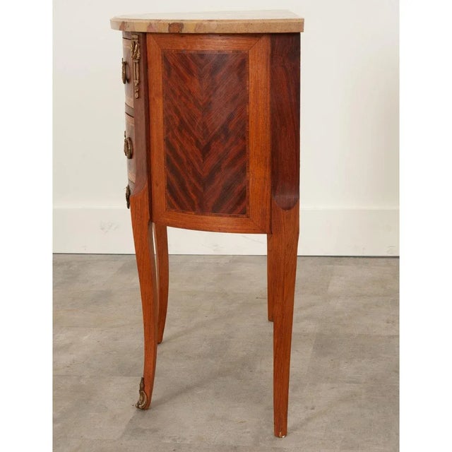 1960s French Vintage Marble Top Demilune Chest For Sale - Image 5 of 10