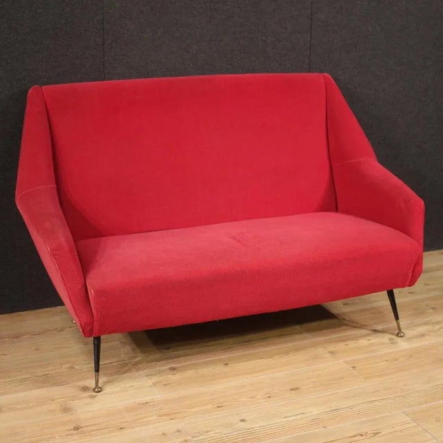 Italian Sofa in Red Velvet, 1960s For Sale - Image 13 of 13
