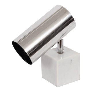 Neal Small, Koch & Lowy Style Marble Table Lamp With Swivel Chrome Shade For Sale
