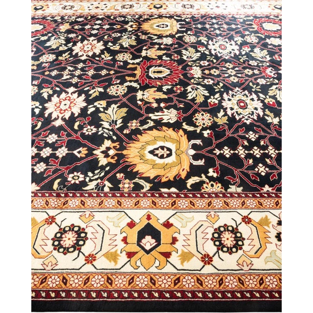 Solo Rugs Mogul, One-of-a-Kind Hand-Knotted Area Rug in Black, 9' 1" x 12' 1" For Sale - Image 4 of 8