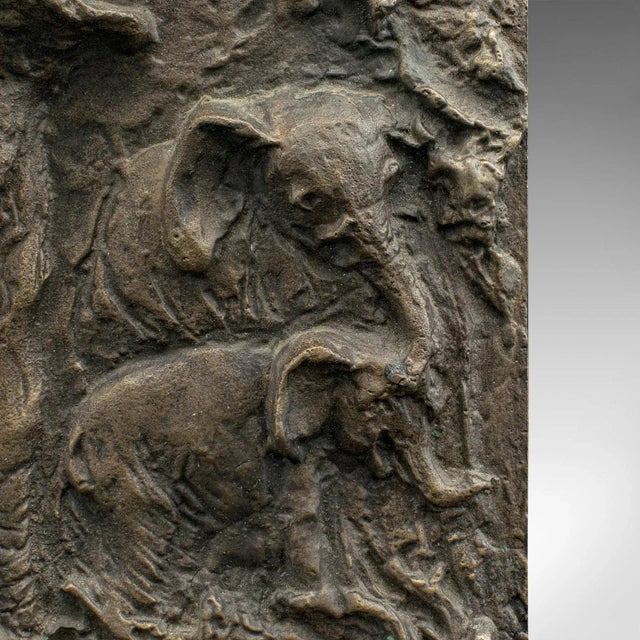 Metal 1960's Vintage Elephant Relief Plaque For Sale - Image 7 of 9