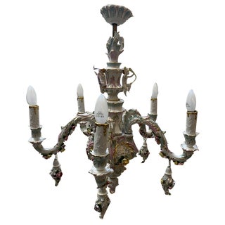 Baroque Style Chandelier by Rudolf Kämmer Keramic Manufaktur, Volkstedt, Germany, 20th Century For Sale